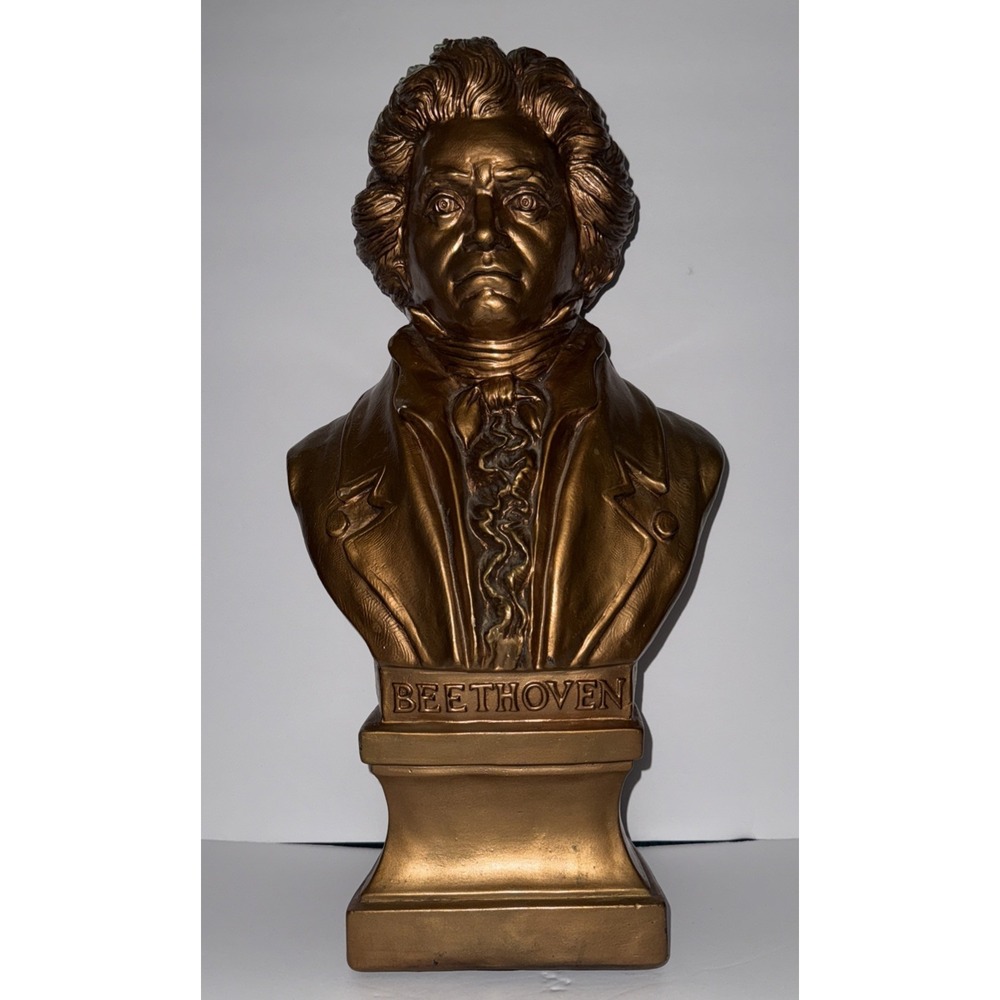 BEETHOVEN COMPOSER 17" T BUST COPPER TONE SCULPTURE FIGURINE STATUE ARTWORK